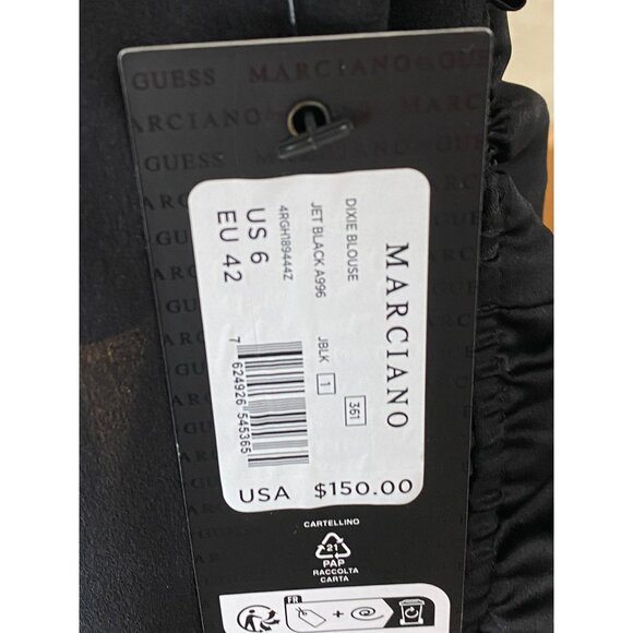 NWT MARCIANO BY GUESS DIXIE - Blouse - jet black Size 6 Retail $150 - Picture 5 of 12